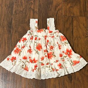 Tommy Bahama Kids Floral Dress in White and Red